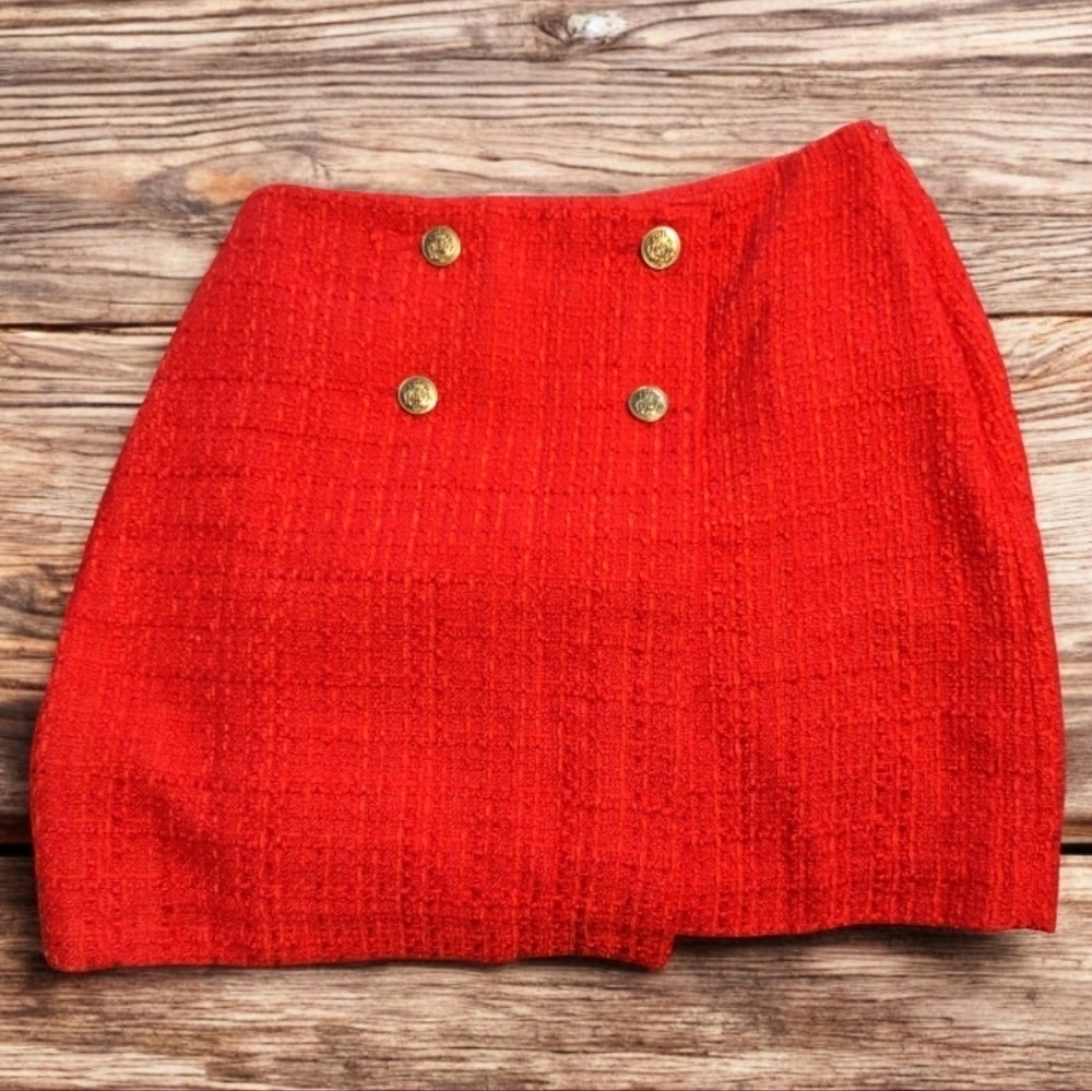 LOFT Boucle Tweed Mock Wrap Skirt